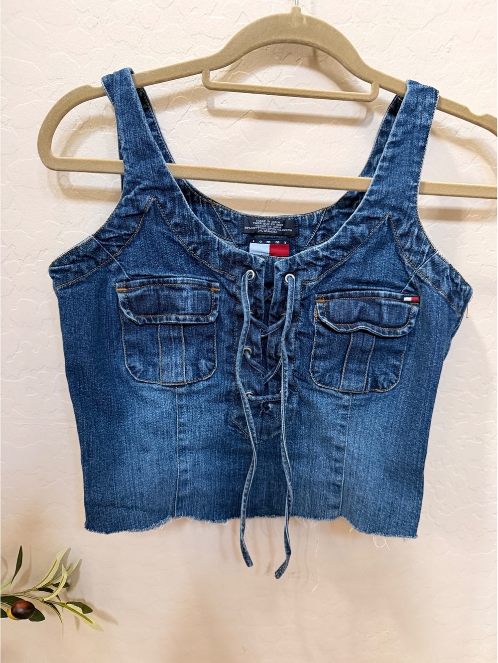 vintage Tommy Hilfiger lace-up denim corset vest top